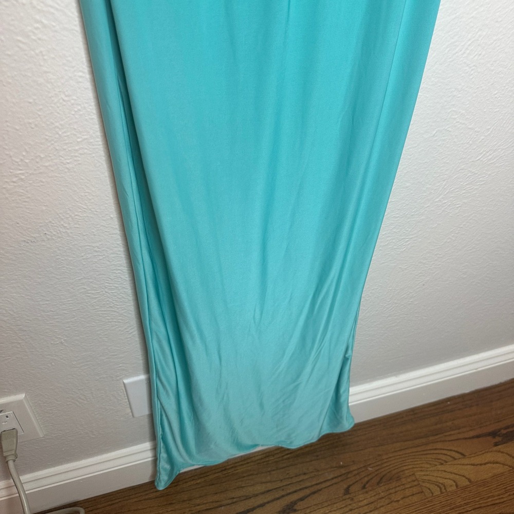 Naked Wardrobe The Smokeshow Maxi Dress Blue NWOT Hourglass Mesh Contrast Small - Picture 11 of 11